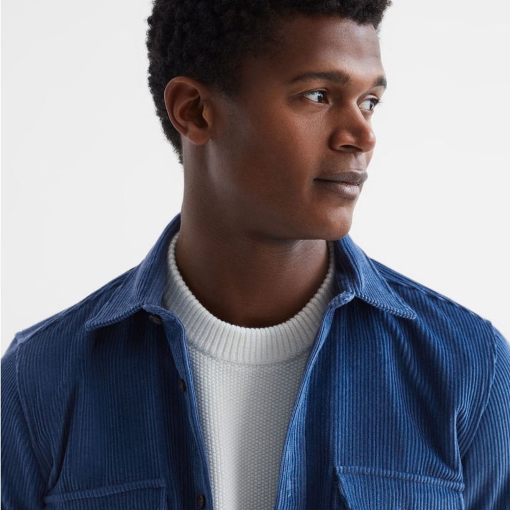 Reiss - Men’s Blue Corduroy Overshirt - Picture 4 of 14